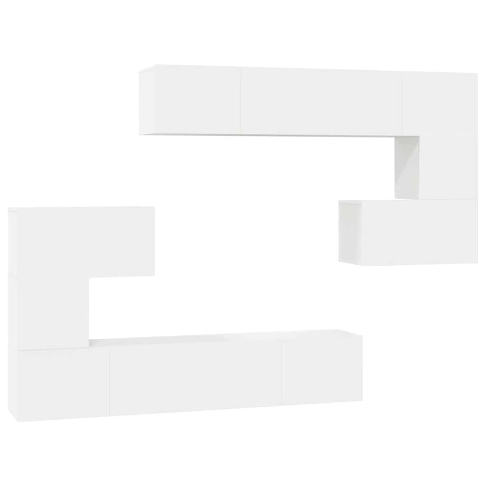 vidaXL 8-Piece TV Cabinet Set White Engineered Wood