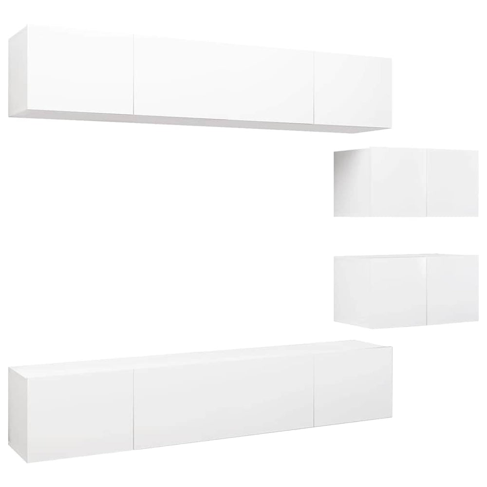 vidaXL 6-Piece TV Cabinet Set White Engineered Wood