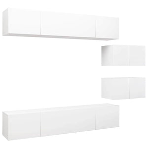 vidaXL 6-Piece TV Cabinet Set White Engineered Wood