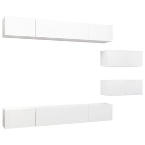 vidaXL 6-Piece TV Cabinet Set White Engineered Wood