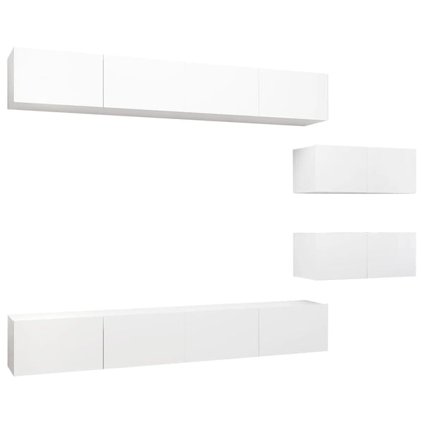 vidaXL 6-Piece TV Cabinet Set White Engineered Wood