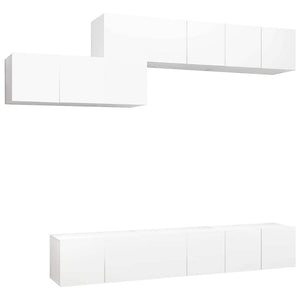 vidaXL 7-Piece TV Cabinet Set White Engineered Wood