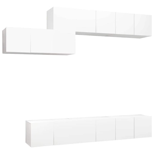 vidaXL 7-Piece TV Cabinet Set White Engineered Wood