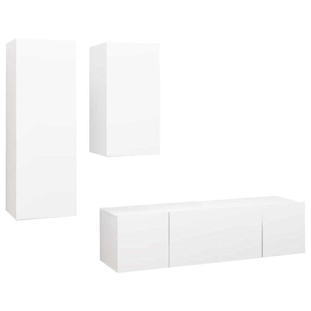vidaXL 4-Piece TV Cabinet Set White Engineered Wood