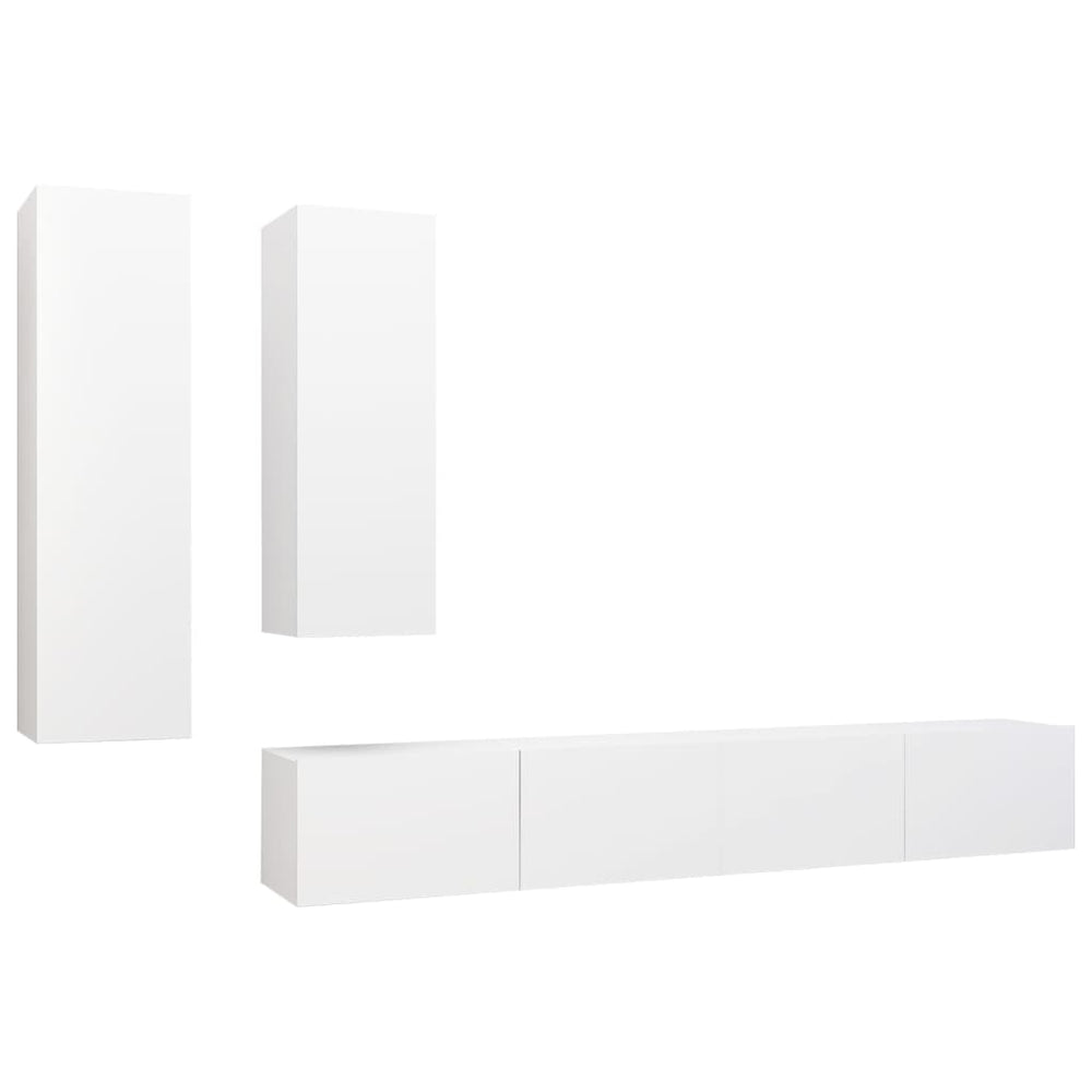 vidaXL 4-Piece TV Cabinet Set White Engineered Wood