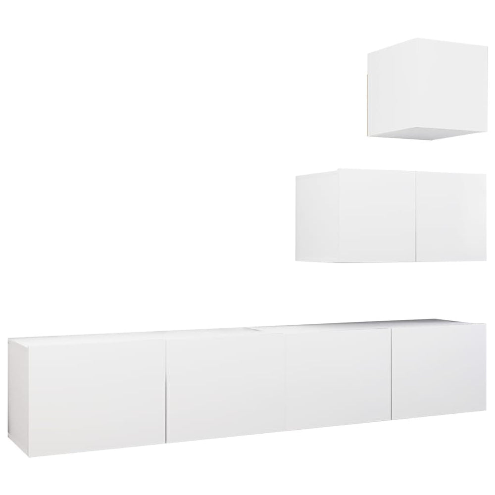 vidaXL 4-Piece TV Cabinet Set White Engineered Wood
