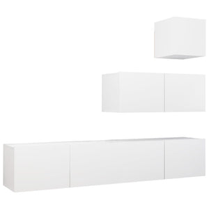 vidaXL 4-Piece TV Cabinet Set White Engineered Wood