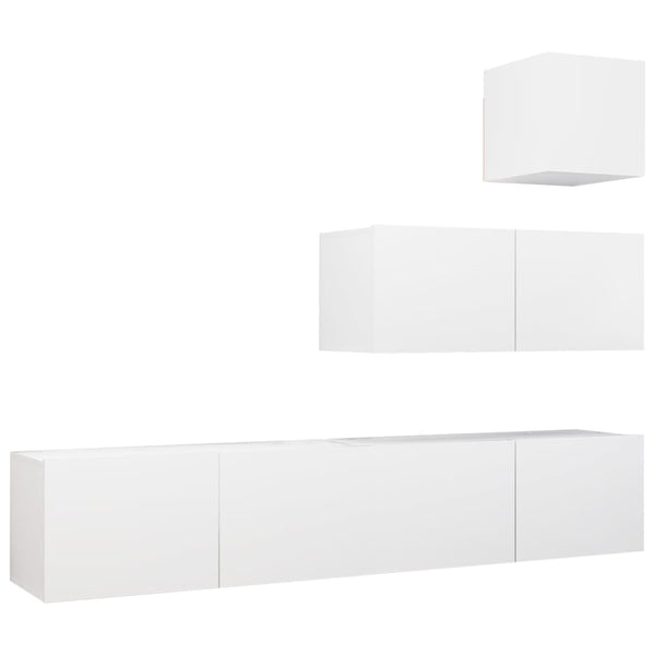 vidaXL 4-Piece TV Cabinet Set White Engineered Wood