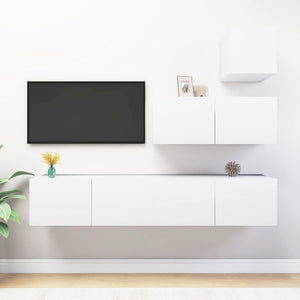 vidaXL 4-Piece TV Cabinet Set White Engineered Wood