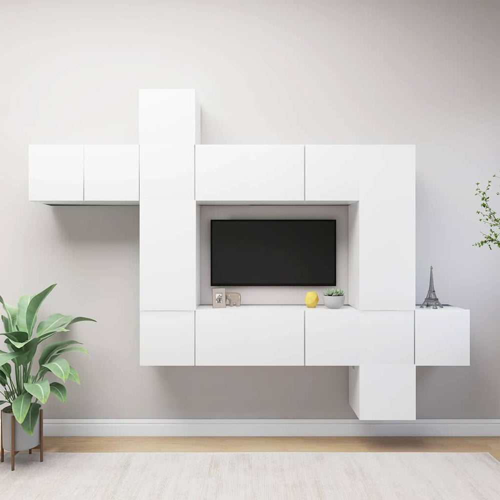 vidaXL 10-piece TV Cabinet Set White Engineered Wood