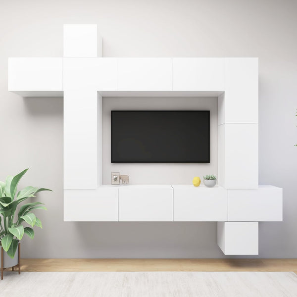vidaXL 9-piece TV Cabinet Set White Engineered Wood