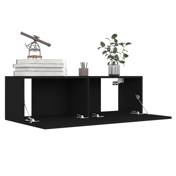 vidaXL 8-Piece TV Cabinet Set Black Engineered Wood