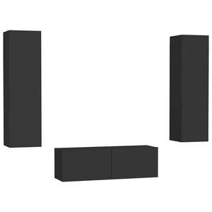 vidaXL 3-Piece TV Cabinet Set Black Engineered Wood
