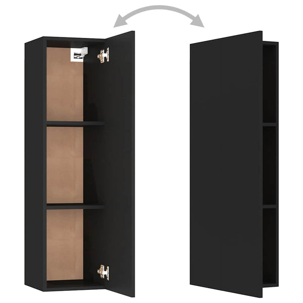 vidaXL 4-Piece TV Cabinet Set Black Engineered Wood