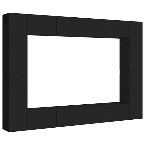 vidaXL 8-Piece TV Cabinet Set Black Engineered Wood