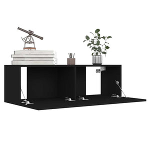 vidaXL 8-Piece TV Cabinet Set Black Engineered Wood