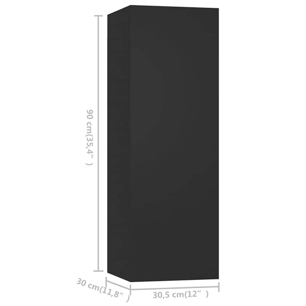 vidaXL 8-Piece TV Cabinet Set Black Engineered Wood