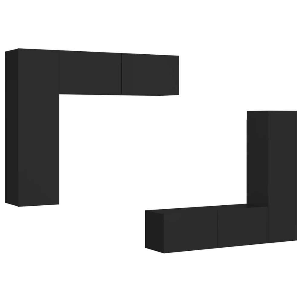 vidaXL 4-Piece TV Cabinet Set Black Engineered Wood