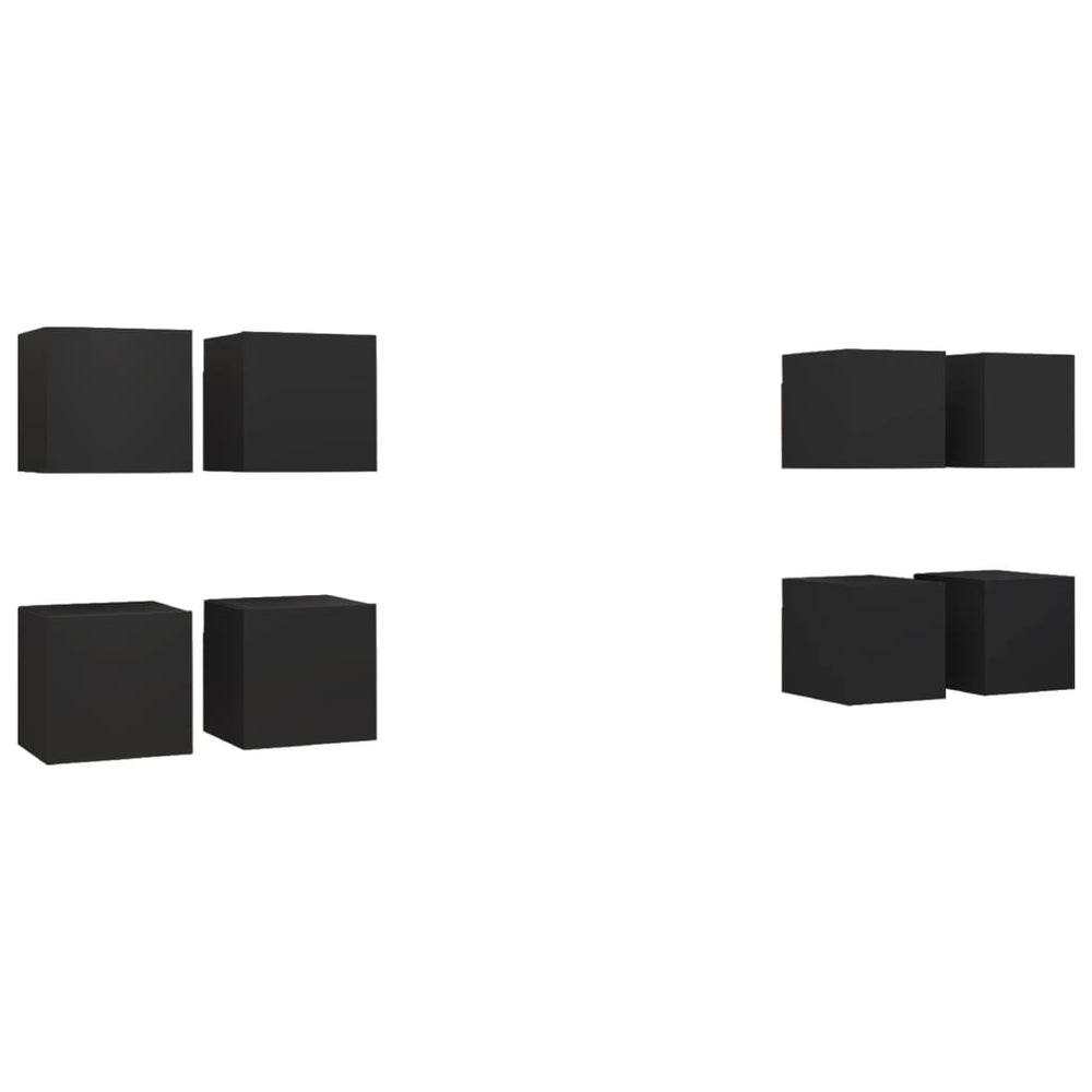 vidaXL Wall TV Cabinets 8 pcs Black 30.5x30x30 cm