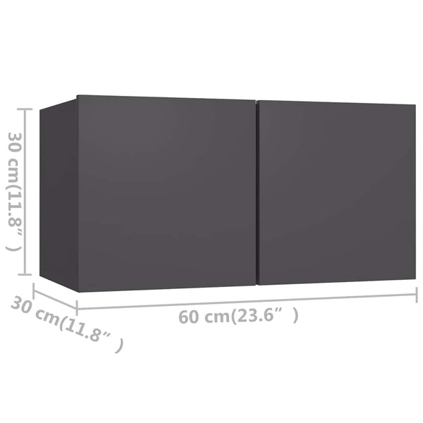 vidaXL 3-Piece TV Cabinet Set Grey Engineered Wood