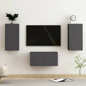 vidaXL 3-Piece TV Cabinet Set Grey Engineered Wood