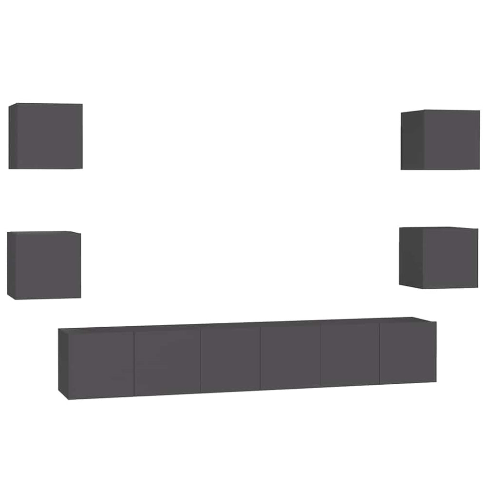 vidaXL 7-Piece TV Cabinet Set Grey Engineered Wood
