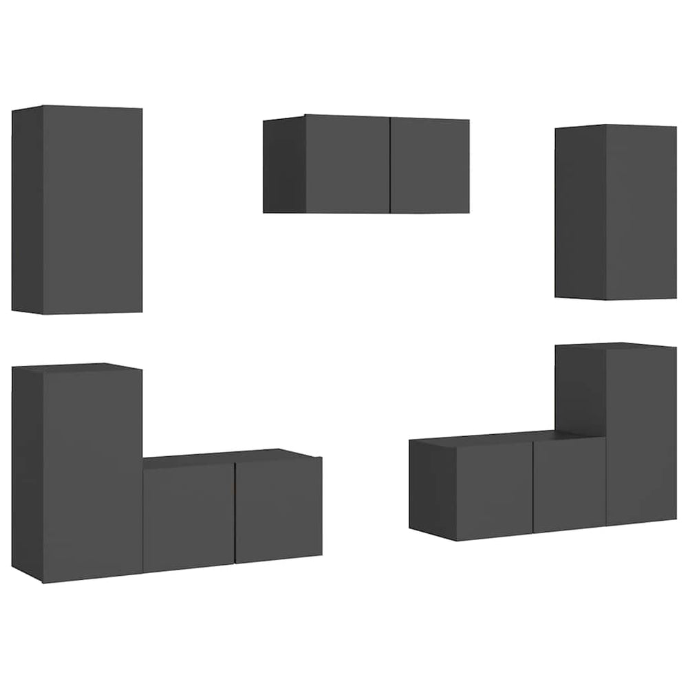 vidaXL 7-Piece TV Cabinet Set Grey Engineered Wood