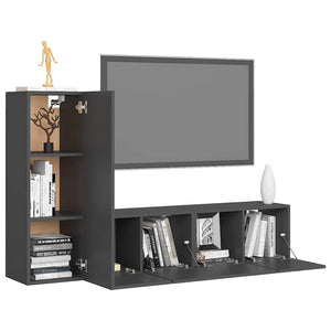 vidaXL 3-Piece TV Cabinet Set Grey Engineered Wood
