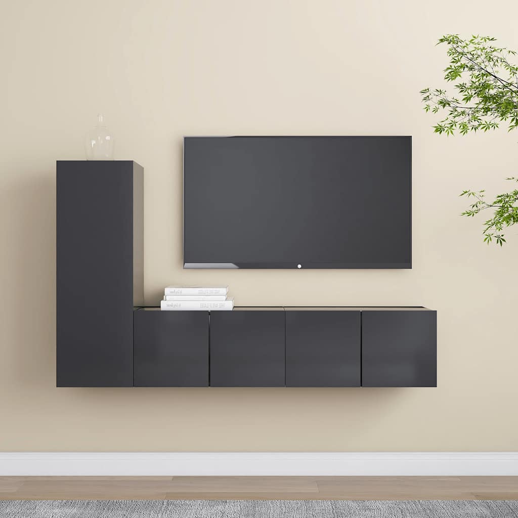 vidaXL 3-Piece TV Cabinet Set Grey Engineered Wood