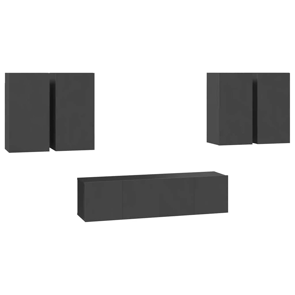 vidaXL 6-Piece TV Cabinet Set Grey Engineered Wood