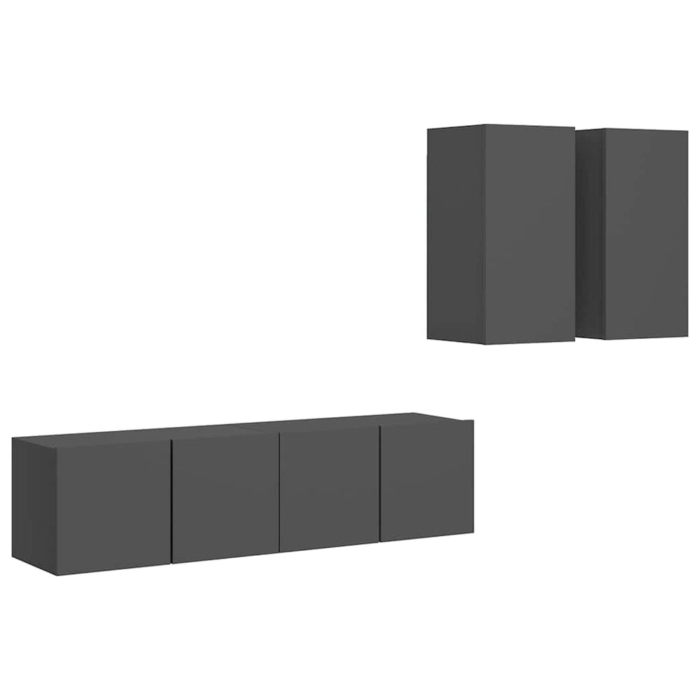 vidaXL 4-Piece TV Cabinet Set Grey Engineered Wood