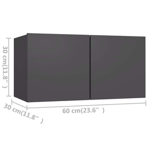 vidaXL 4-Piece TV Cabinet Set Grey Engineered Wood
