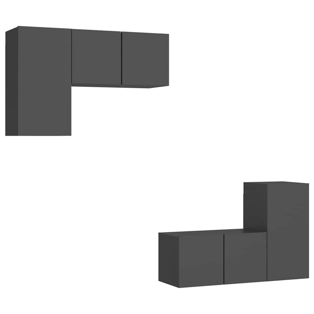 vidaXL 4-Piece TV Cabinet Set Grey Engineered Wood