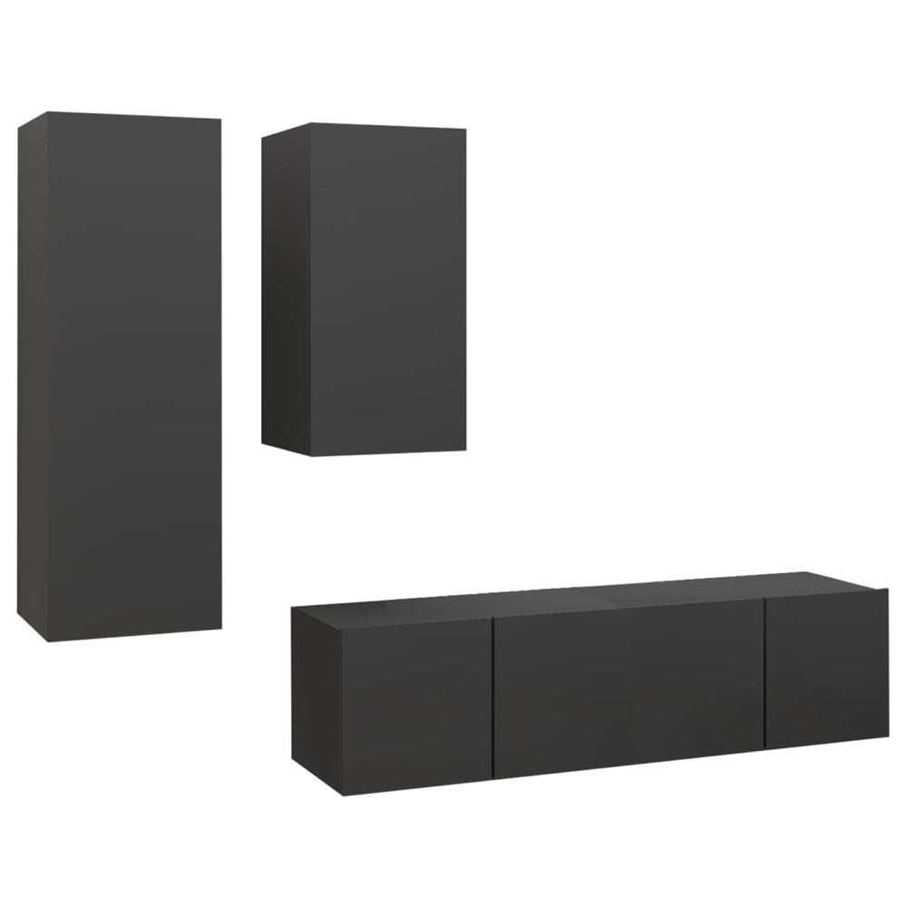 vidaXL 4-Piece TV Cabinet Set Grey Engineered Wood