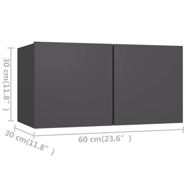 vidaXL 4-Piece TV Cabinet Set Grey Engineered Wood