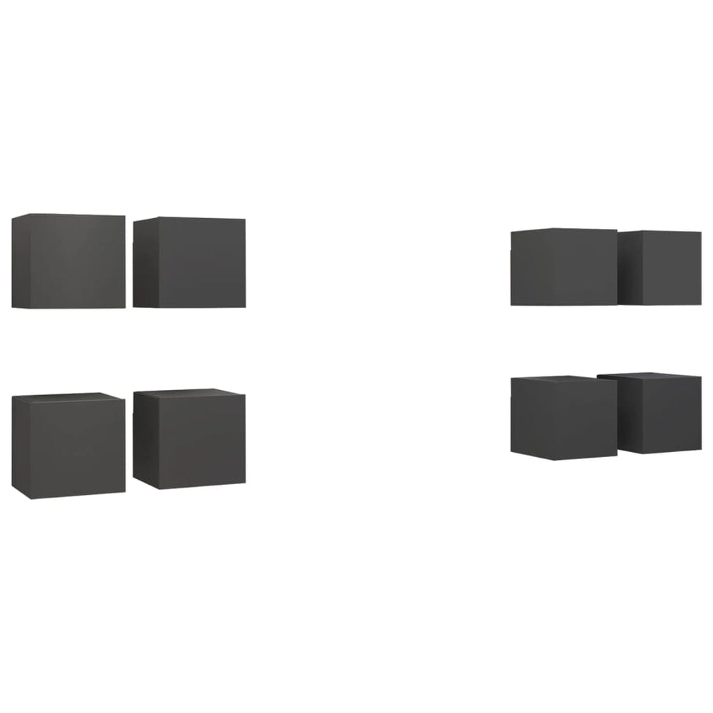 vidaXL TV Wall Cabinets 8 pcs Grey 30.5x30x30 cm