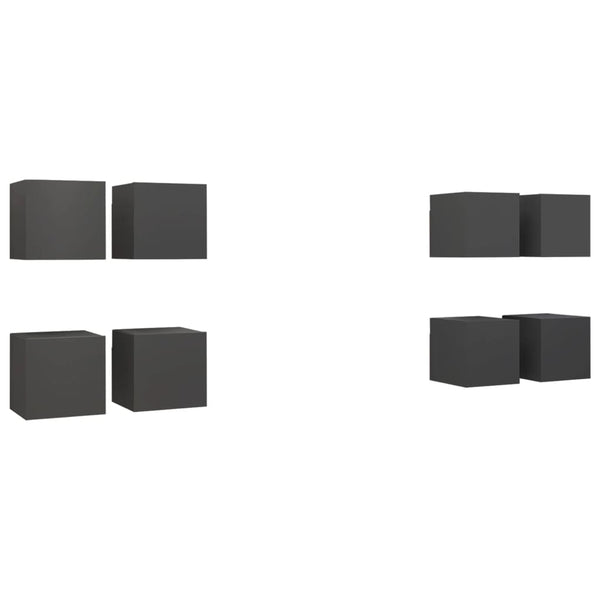 vidaXL TV Wall Cabinets 8 pcs Grey 30.5x30x30 cm