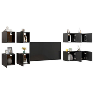 vidaXL TV Wall Cabinets 8 pcs Grey 30.5x30x30 cm