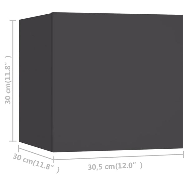vidaXL TV Wall Cabinets 8 pcs Grey 30.5x30x30 cm