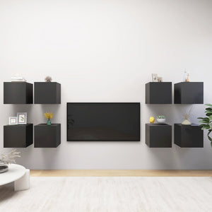 vidaXL TV Wall Cabinets 8 pcs Grey 30.5x30x30 cm