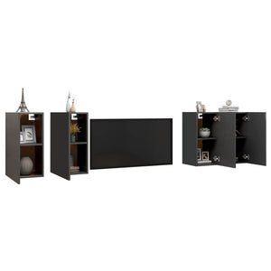 vidaXL TV Cabinets 4 pcs. Gray 30.5x30x60 cm Engineered Wood