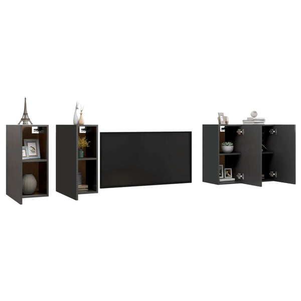 vidaXL TV Cabinets 4 pcs. Gray 30.5x30x60 cm Engineered Wood