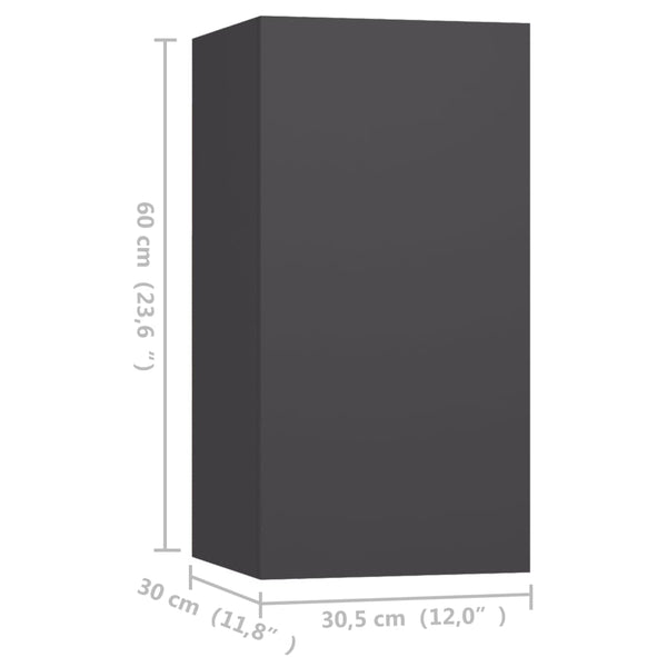 vidaXL TV Cabinets 4 pcs. Gray 30.5x30x60 cm Engineered Wood