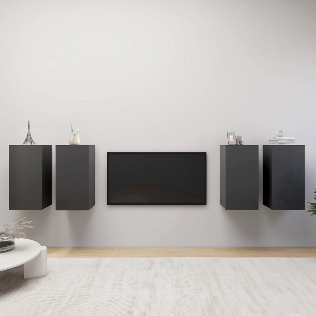 vidaXL TV Cabinets 4 pcs. Gray 30.5x30x60 cm Engineered Wood