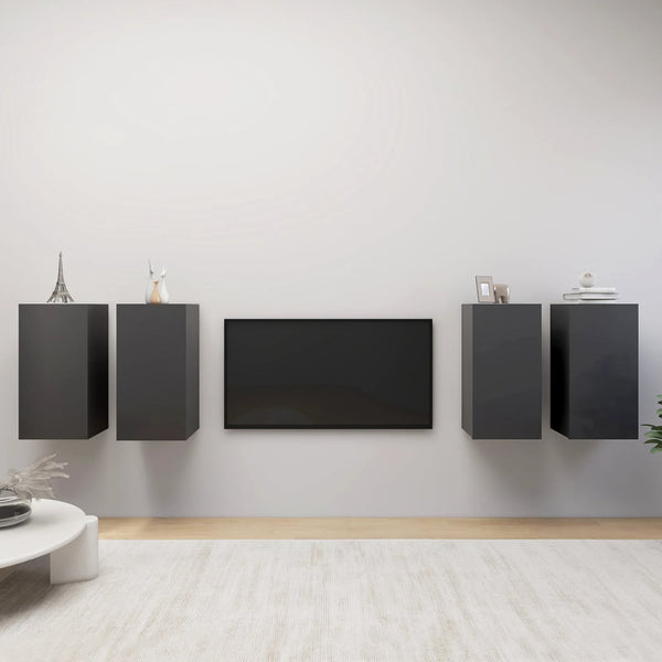 vidaXL TV Cabinets 4 pcs. Gray 30.5x30x60 cm Engineered Wood