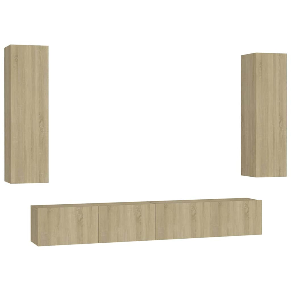 vidaXL 4-Piece TV Cabinet Set Sonoma Oak Engineered Wood