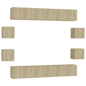 vidaXL 10-piece TV Cabinet Set Sonoma Oak Engineered Wood