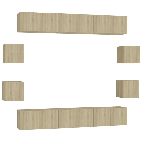vidaXL 10-piece TV Cabinet Set Sonoma Oak Engineered Wood