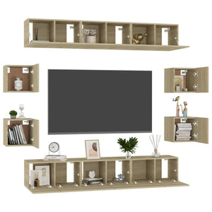 vidaXL 10-piece TV Cabinet Set Sonoma Oak Engineered Wood