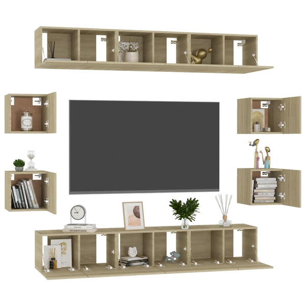 vidaXL 10-piece TV Cabinet Set Sonoma Oak Engineered Wood